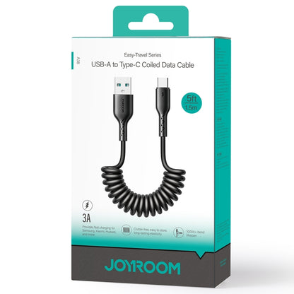 JOYROOM SA38-AC3 3A USB to USB-C / Type-C Coiled Fast Charging Data Cable, Length:1.5m(Black) - USB-C & Type-C Cable by JOYROOM | Online Shopping UK | buy2fix