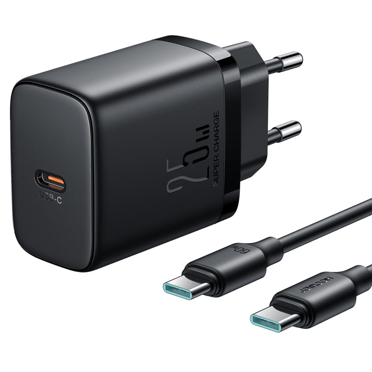 JOYROOM JR-TCF11 25W USB-C / Type-C Port Fast Charger with Cable Set, EU Plug(Black) - USB Charger by JOYROOM | Online Shopping UK | buy2fix