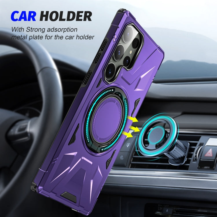 For Samsung Galaxy S23+ 5G MagSafe Magnetic Shockproof Phone Case with Ring Holder(Purple) - Galaxy S23+ 5G Cases by buy2fix | Online Shopping UK | buy2fix