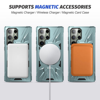 For Samsung Galaxy S24+ 5G MagSafe Magnetic Shockproof Phone Case with Ring Holder(Green) - Galaxy S24+ 5G Cases by buy2fix | Online Shopping UK | buy2fix