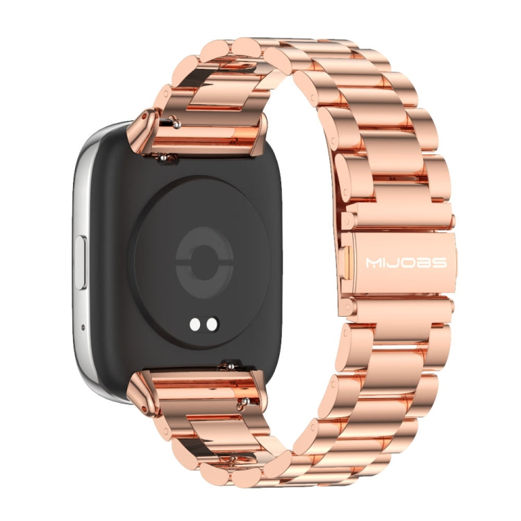 For Redmi Watch 3 Lite / Watch 3 Active Mijobs Three-Bead Metal Stainless Steel Watch Band(Rose Gold) - Watch Bands by MIJOBS | Online Shopping UK | buy2fix