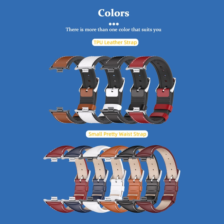 For Xiaomi Smart Band 9 Pro / 8 Pro Mijobs Genuine Leather Slim Watch Band(Red Silver) - Watch Bands by MIJOBS | Online Shopping UK | buy2fix