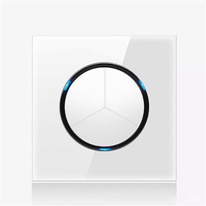 86mm Round LED Tempered Glass Switch Panel, White Round Glass, Style:Three Open Dual Control - Consumer Electronics by buy2fix | Online Shopping UK | buy2fix