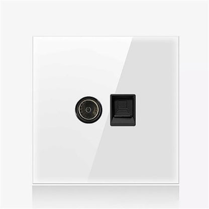 86mm Round LED Tempered Glass Switch Panel, White Round Glass, Style:TV-Computer Socket - Consumer Electronics by buy2fix | Online Shopping UK | buy2fix