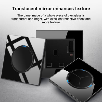 86mm Round LED Tempered Glass Switch Panel, Black Round Glass, Style:Two Open Dual Control - Switch by buy2fix | Online Shopping UK | buy2fix