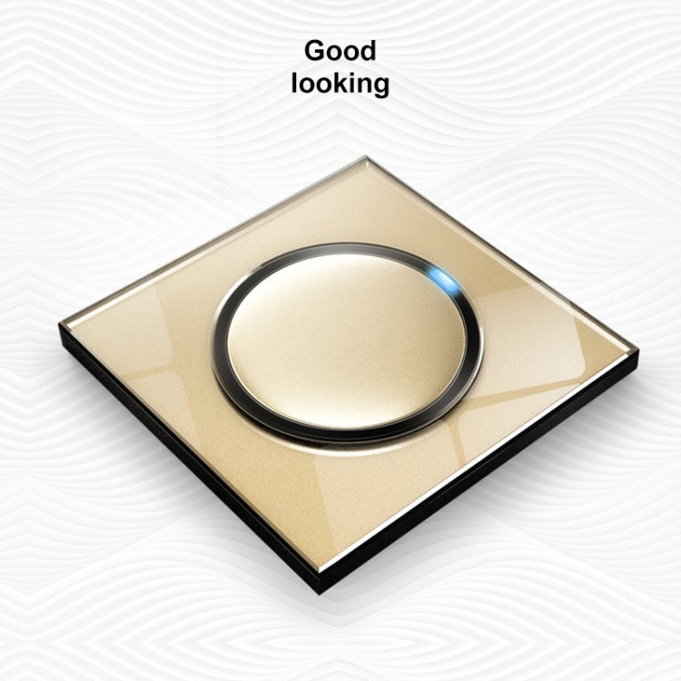 86mm Round LED Tempered Glass Switch Panel, Gold Round Glass, Style:Two Open Dual Control - Consumer Electronics by buy2fix | Online Shopping UK | buy2fix