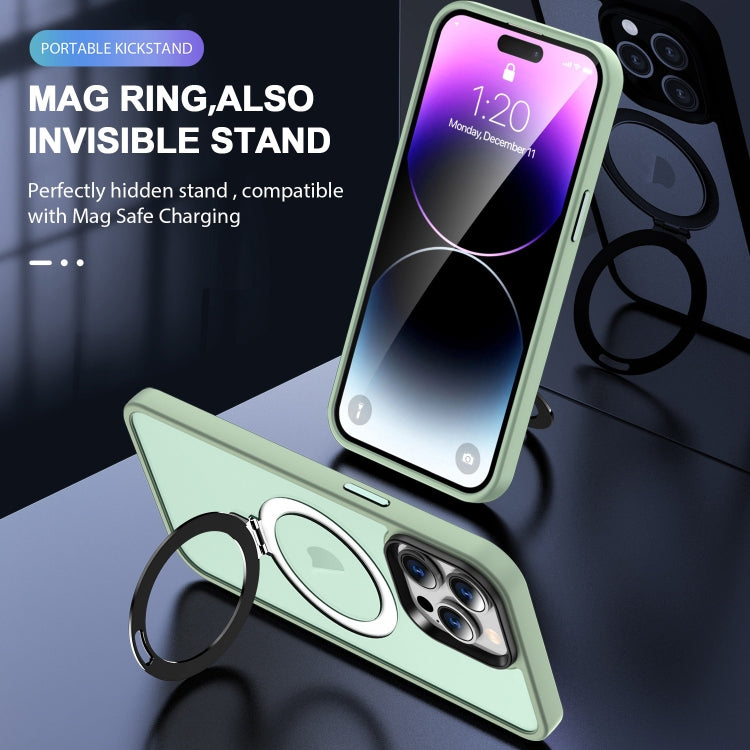For iPhone 15 Plus MagSafe Holder Skin-feel PC Hybrid TPU Phone Case(Matcha Green) - iPhone 15 Plus Cases by buy2fix | Online Shopping UK | buy2fix
