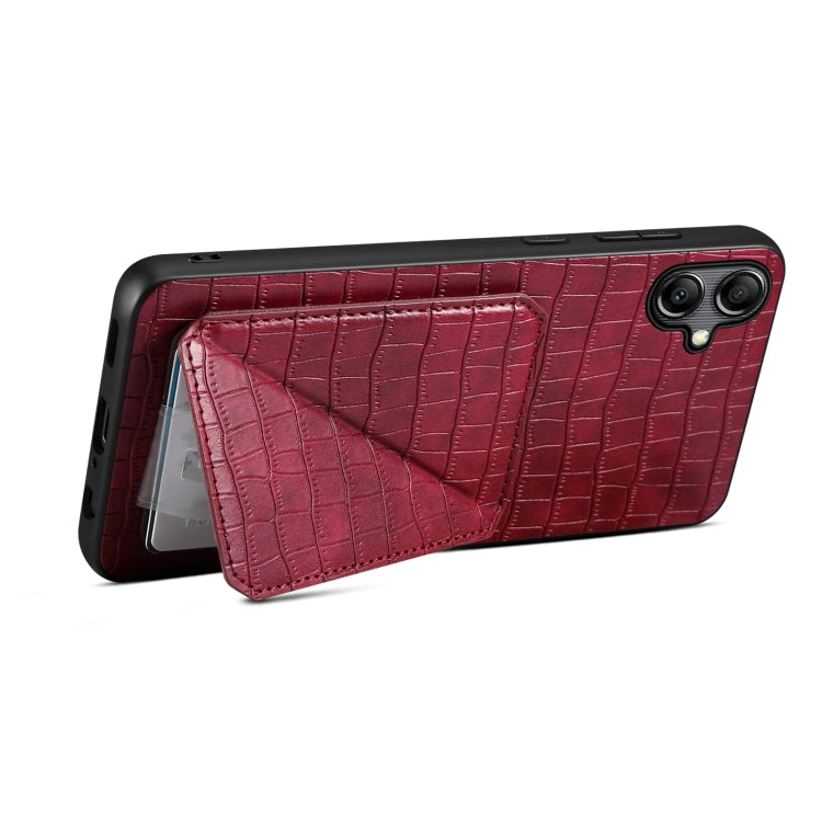 For Samsung Galaxy S24+ 5G Denior Imitation Crocodile Leather Back Phone Case with Holder(Rose Red) - Galaxy S24+ 5G Cases by Denior | Online Shopping UK | buy2fix