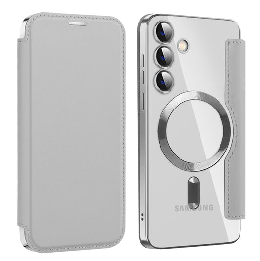 For Samsung Galaxy S24+ 5G MagSafe Magnetic RFID Anti-theft Leather Phone Case(Grey) - Galaxy S24+ 5G Cases by buy2fix | Online Shopping UK | buy2fix