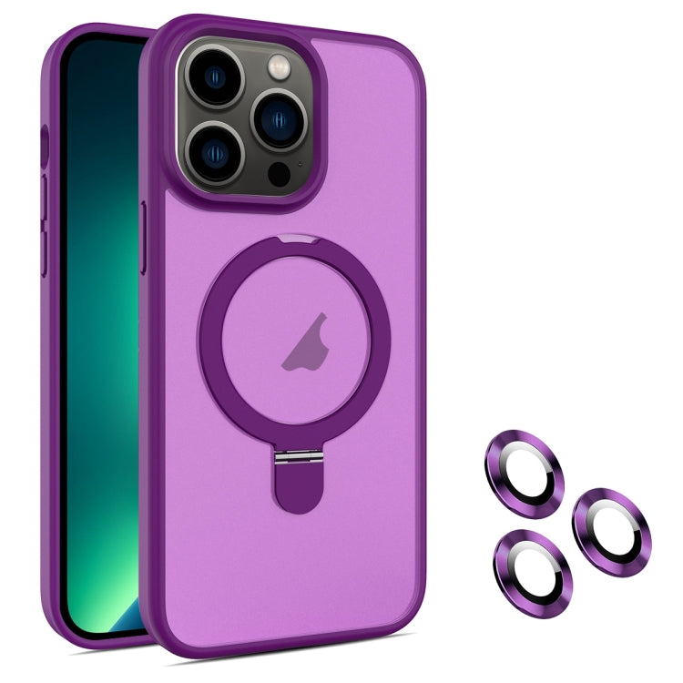 For iPhone 13 Pro MagSafe Magnetic Holder Phone Case(Dark Purple) - iPhone 13 Pro Cases by buy2fix | Online Shopping UK | buy2fix