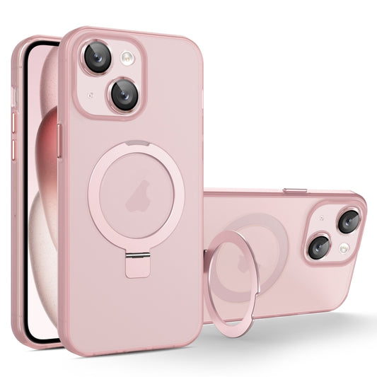 For iPhone 15 Plus MagSafe Holder PC Hybrid TPU Phone Case(Pink) - iPhone 15 Plus Cases by buy2fix | Online Shopping UK | buy2fix