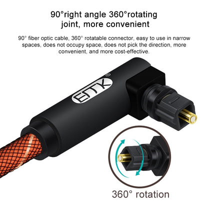 EMK 90 Degree Swivel Adjustable Right Angled 360 Degrees Rotatable Plug Nylon Woven Mesh Optical Audio Cable, Cable Length:3m(Orange) - Audio Optical Cables by EMK | Online Shopping UK | buy2fix