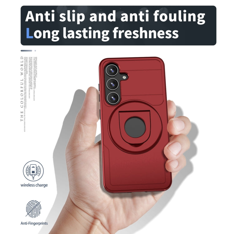 For Samsung Galaxy S24+ 5G MagSafe Ring Holder Armor Phone Case(Red) - Galaxy S24+ 5G Cases by buy2fix | Online Shopping UK | buy2fix