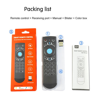 G21 2.4GHz Fly Air Mouse LED Backlight Wireless Keyboard Remote Control with Gyroscope for Android TV Box / PC, Support Intelligent Voice (Blue) - Computer & Networking by buy2fix | Online Shopping UK | buy2fix