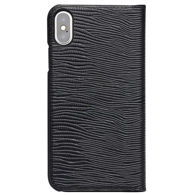 For iPhone X / XS QIALINO Lizard Texture Horizontal Flip Leather Case with Smart View Window & Sleep / Wake-up Function(Black) - More iPhone Cases by QIALINO | Online Shopping UK | buy2fix