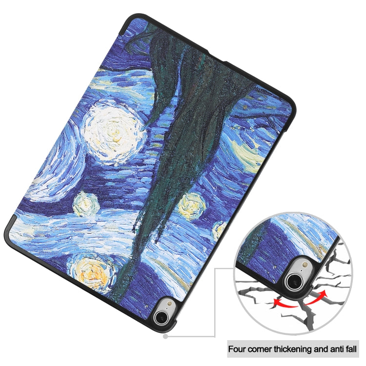 For iPad Air 2022 / 2020 10.9 Colored Drawing Horizontal Flip Leather Case with Three-folding Holder & Sleep / Wake-up Function(Starry Sky) - Apple Accessories by buy2fix | Online Shopping UK | buy2fix