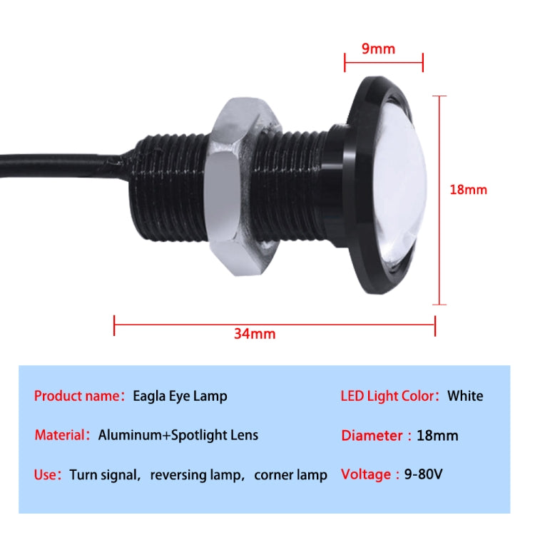 10 PCS 18mm 1.5W DC9-80V Motorcycle Eagle Eye Light Single Lens(Yellow Light) - Eagle Eye Lights by buy2fix | Online Shopping UK | buy2fix