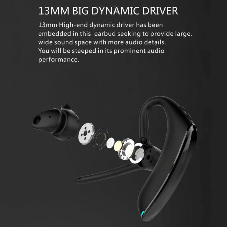 F910 Bluetooth 5.0 Hanging Ear Style Dual Mic Noise Cancelling Bluetooth Earphone(Black) - Bluetooth Earphone by buy2fix | Online Shopping UK | buy2fix