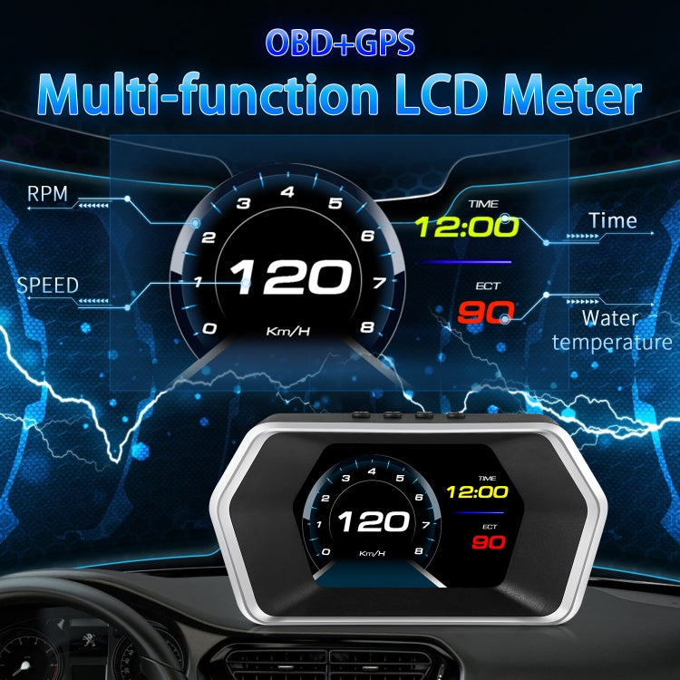 P17 Car HUD Head-up Display GPS Speed Meter Car OBD2 Fault Elimination Code - Head Up Display System by buy2fix | Online Shopping UK | buy2fix