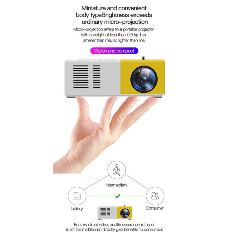 J9 1920x1080P 15 ANSI Portable Home Theater Mini LED HD Digital Projector, Basic Version, AU Plug(Yellow White) - Consumer Electronics by buy2fix | Online Shopping UK | buy2fix