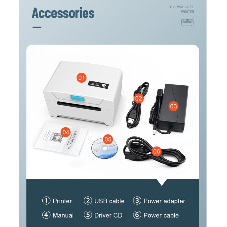 ZJ-8600 76x130 Single Paper Waybill Express Bill Label Printer, USB + Bluetooth Version, EU Plug - Consumer Electronics by buy2fix | Online Shopping UK | buy2fix