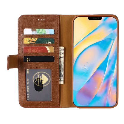 For iPhone 12 mini GEBEI Top-grain Leather Horizontal Flip Protective Case with Holder & Card Slots & Wallet & Photo Frame (Brown) - iPhone 12 mini Cases by GEBEI | Online Shopping UK | buy2fix