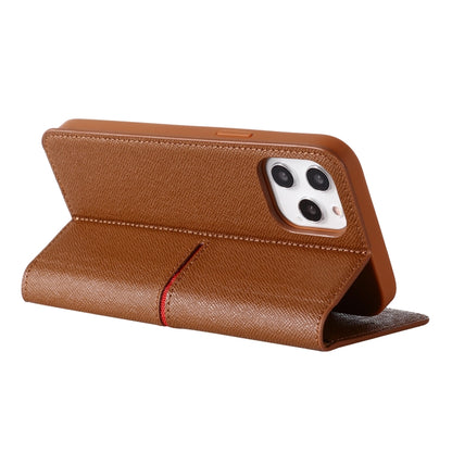 For iPhone 12 mini GEBEI Top-grain Leather Horizontal Flip Protective Case with Holder & Card Slots & Wallet & Photo Frame (Brown) - iPhone 12 mini Cases by GEBEI | Online Shopping UK | buy2fix