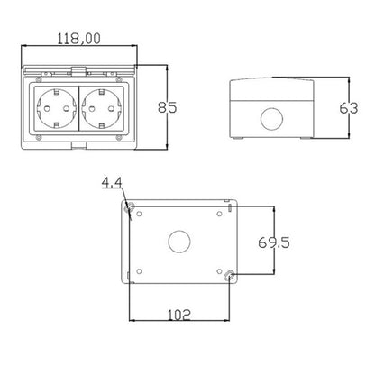 Outdoor IP55 Waterproof Double-connection Socket, EU Plug - Consumer Electronics by buy2fix | Online Shopping UK | buy2fix