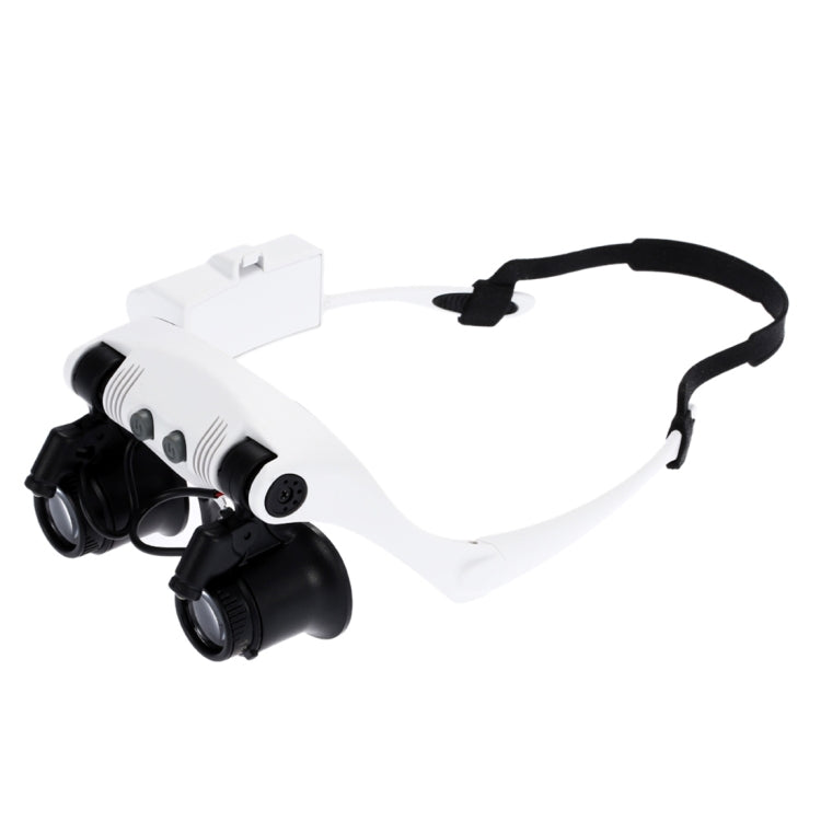 10X 15X 20X 25X Wearing Glasses Eyes Illuminated Magnifier Magnifying Watch Repairing Loupe With LED Light(White) - Glasses Style by buy2fix | Online Shopping UK | buy2fix