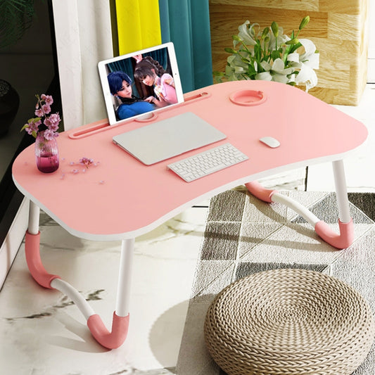 Foldable Non-slip Laptop Desk Table Stand with Card Slot & Cup Slot (Pink) - Laptop Stand by buy2fix | Online Shopping UK | buy2fix