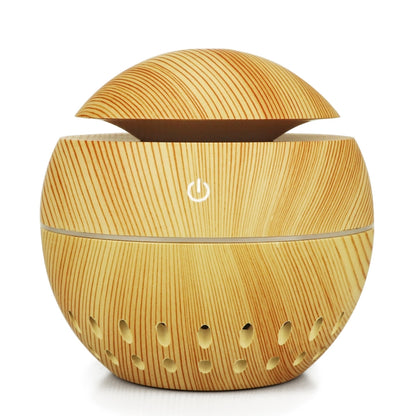 Wood Grain USB Hollowed-out Humidifier Seven Color Aromatherapy Lamp Automatic Alcohol Sprayer with Remote Control(Light Brown-2) - Home & Garden by buy2fix | Online Shopping UK | buy2fix