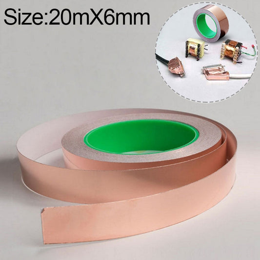 Pure Copper Double-sided Conductive Copper Foil Tape Signal Masking Tape, Size: 20m x 6mm - Home & Garden by buy2fix | Online Shopping UK | buy2fix