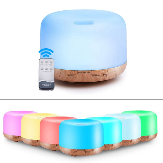 T500 Remote Control Wood Pattern Air Humidifier Automatic Alcohol Sprayer Essential Oil Diffuser Ultrasonic Mist Maker Ultrasonic Aroma Diffuser Atomizer Color LED, Capacity: 500ml, DC 24V, US Plug - Home & Garden by buy2fix | Online Shopping UK | buy2fix