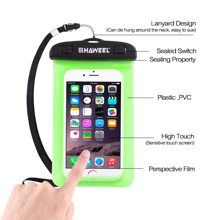 HAWEEL Transparent Universal Waterproof Bag with Lanyard for iPhone, Galaxy, Huawei, Xiaomi, LG, HTC and Other Smart Phones(Green) - Apple Accessories by HAWEEL | Online Shopping UK | buy2fix