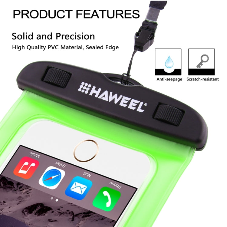 HAWEEL Transparent Universal Waterproof Bag with Lanyard for iPhone, Galaxy, Huawei, Xiaomi, LG, HTC and Other Smart Phones(Green) - Apple Accessories by HAWEEL | Online Shopping UK | buy2fix