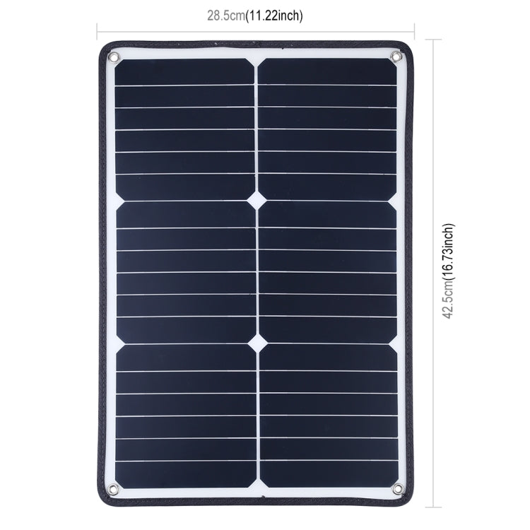 HAWEEL Portable 20W Monocrystalline Silicon Solar Power Panel Charger, with USB Port & Holder & Tiger Clip, Support QC3.0 and AFC(Black) - Charger by HAWEEL | Online Shopping UK | buy2fix
