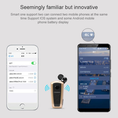 Fineblue F910 CSR4.1 Retractable Cable Caller Vibration Reminder Anti-theft Bluetooth Headset(Gold) - Bluetooth Earphone by Fineblue | Online Shopping UK | buy2fix