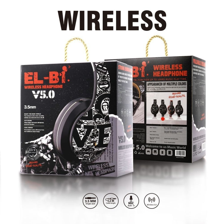 B1 Graffiti Pattern Wireless Bluetooth V5.0 Headset (Black White) - Headset & Headphone by buy2fix | Online Shopping UK | buy2fix