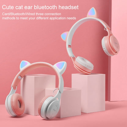 M6 Luminous Cat Ears Pure-color Foldable Bluetooth Headset with 3.5mm Jack & TF Card Slot (White) - Headset & Headphone by buy2fix | Online Shopping UK | buy2fix