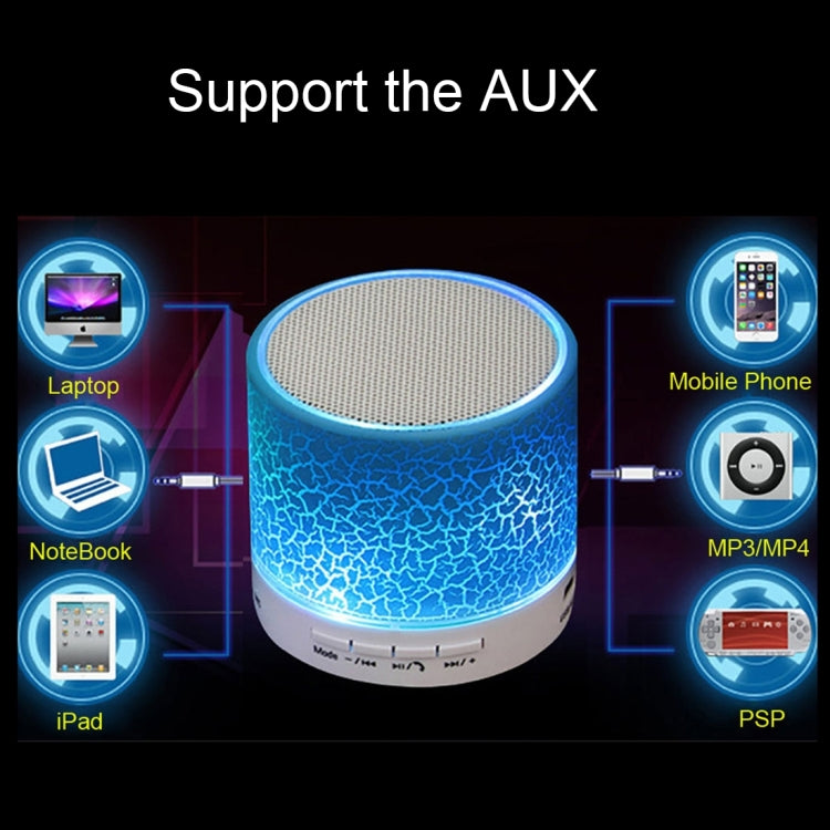 A9 Mini Portable Glare Crack Bluetooth Stereo Speaker with LED Light, Built-in MIC, Support Hands-free Calls & TF Card(White) - Mini Speaker by buy2fix | Online Shopping UK | buy2fix