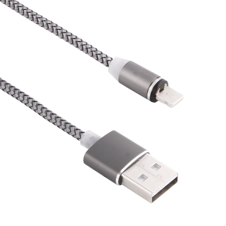 360 Degree Rotation 8 Pin to USB 2.0 Weave Style Magnetic Charging Cable with LED Indicator, Cable Length: 1m(Grey) - Charging Cable & Head by buy2fix | Online Shopping UK | buy2fix