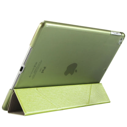 For iPad 9.7 (2018) & iPad 9.7 (2017) & iPad Air Silk Texture Horizontal Deformation Flip Leather Case with Three-folding Holder(Green) - Apple Accessories by buy2fix | Online Shopping UK | buy2fix