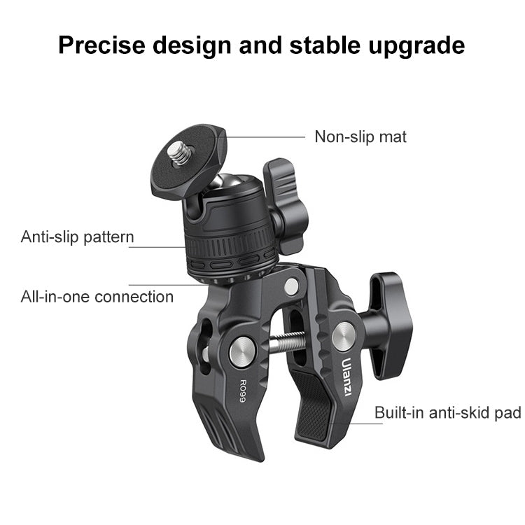 Ulanzi R099 Camera Super Clamp Magic Arm with 360 Degree Adjustable Mini Ball Head - Tripod Heads by Ulanzi | Online Shopping UK | buy2fix