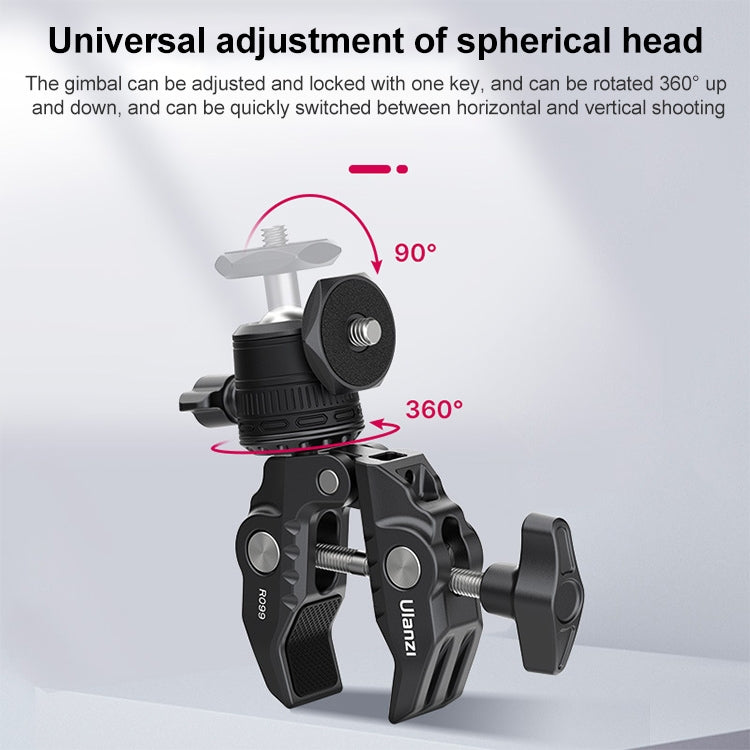 Ulanzi R099 Camera Super Clamp Magic Arm with 360 Degree Adjustable Mini Ball Head - Tripod Heads by Ulanzi | Online Shopping UK | buy2fix