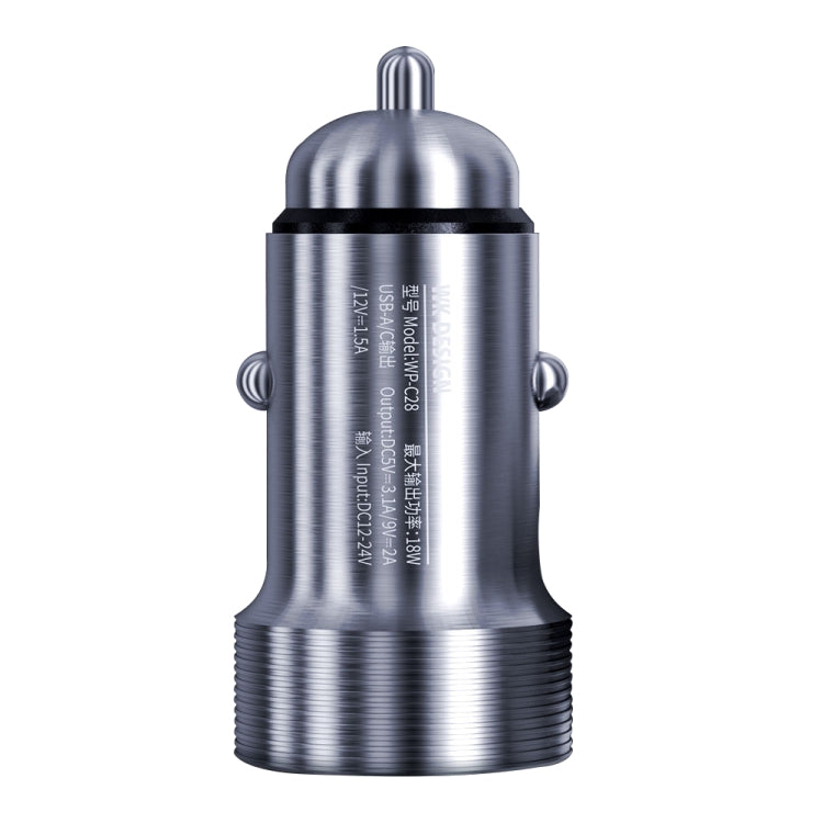WK WP-C28 18W Titanium PD+QC3.0 Dual USB Car Charger (Silver) - In Car by WK | Online Shopping UK | buy2fix