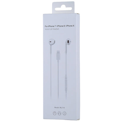 ML715 1.2m 8 Pin Port Wire Control Bluetooth Earphone, Support Music, Calls, Volume Control - In Ear Wired Earphone by buy2fix | Online Shopping UK | buy2fix