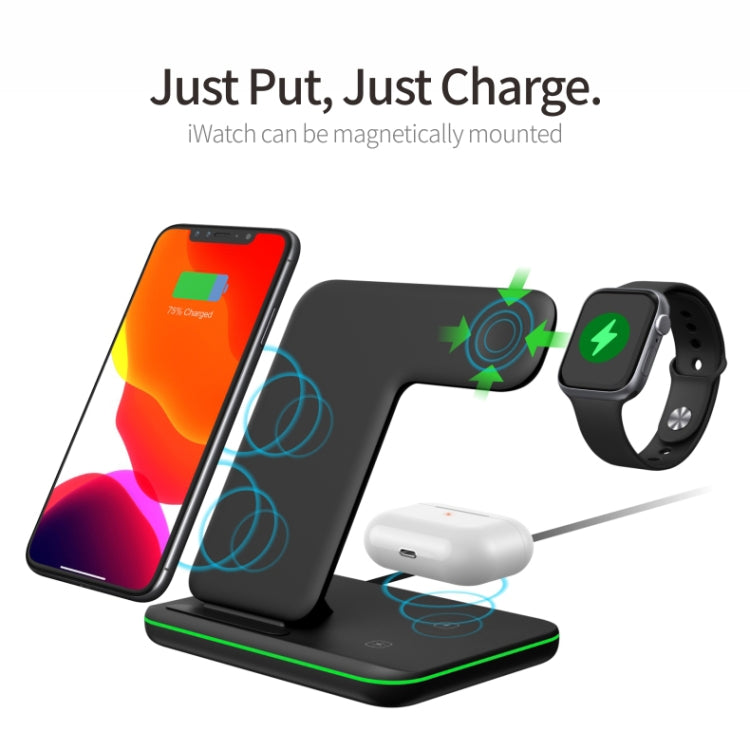 Z5A QI Vertical Magnetic Wireless Charger for Mobile Phones & Apple Watches & AirPods / Samsung Galaxy Buds / Huawei Free Buds, with Touch Ring Light (Black) - Apple Accessories by buy2fix | Online Shopping UK | buy2fix