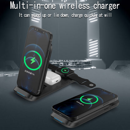 V8 3 in 1 Folding Portable Mobile Phone Watch Multi-Function Charging Stand Wireless Charger for iPhones & Apple Watch & Airpods (Black) - Apple Accessories by buy2fix | Online Shopping UK | buy2fix