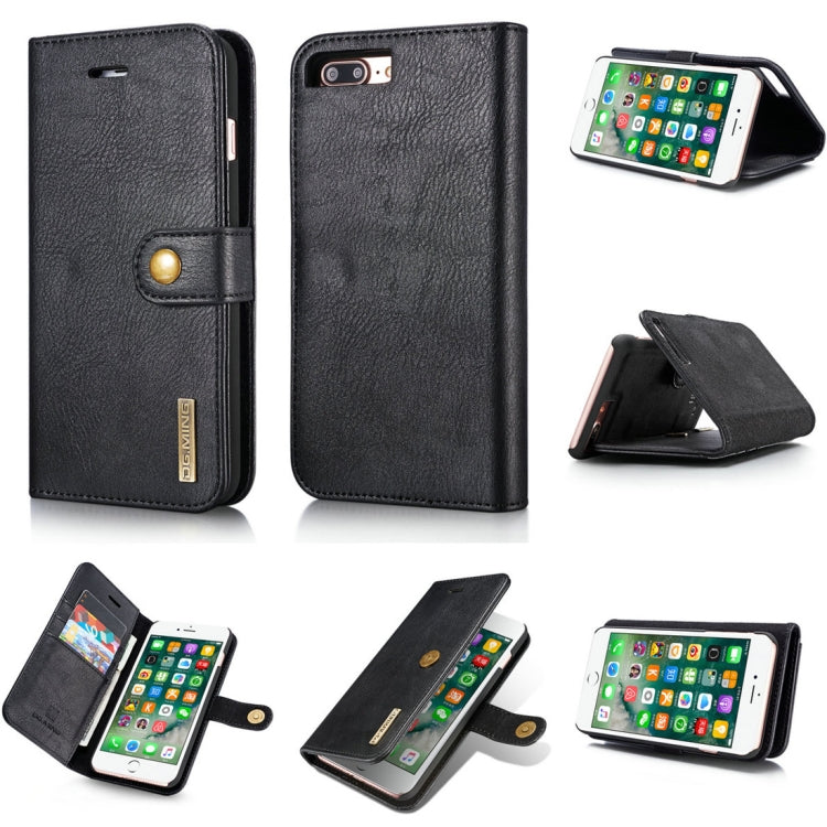 DG.MING for iPhone 8 Plus & iPhone 7 Plus Crazy Horse Texture Horizontal Flip Detachable Magnetic Protective Case with Holder & Card Slots & Wallet(Black) - More iPhone Cases by DG.MING | Online Shopping UK | buy2fix
