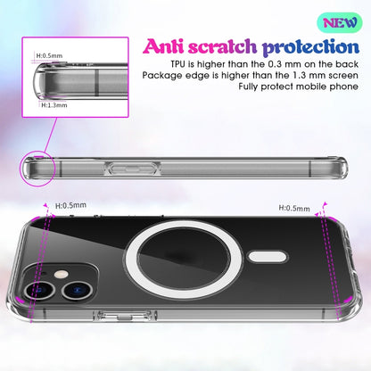 For iPhone 7 Plus / 8  Plus Magsafe Case Simple Magnetic Ring All-inclusive Clear Crystal Acrylic PC +TPU Shockproof Case - More iPhone Cases by buy2fix | Online Shopping UK | buy2fix